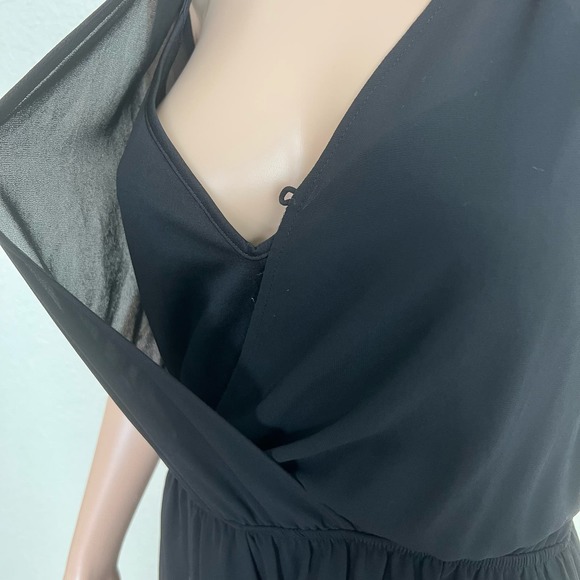 ASTR Chiffon Romper Womens Large Black Surplice Ruffle Hem Lined - Picture 7 of 15